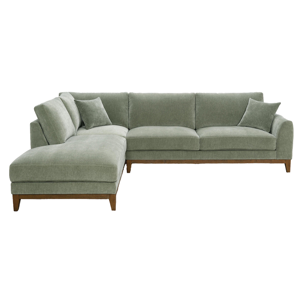 Mid-Century Modern Olive Green Chenille Sectional