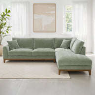 Mid-Century Modern Olive Green Chenille Sectional