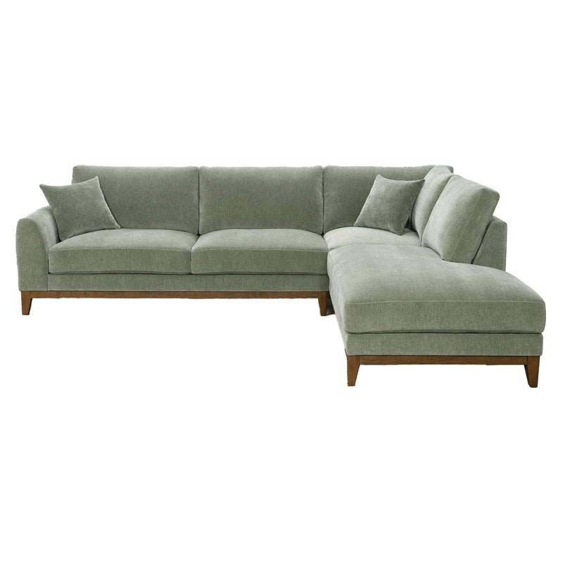 Mid-Century Modern Olive Green Chenille Sectional