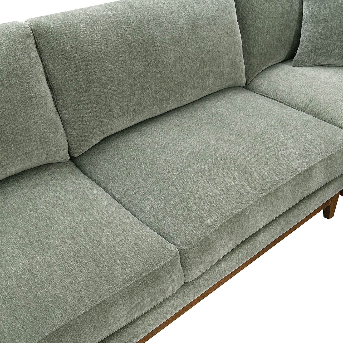 Mid-Century Modern Olive Green Chenille Sectional