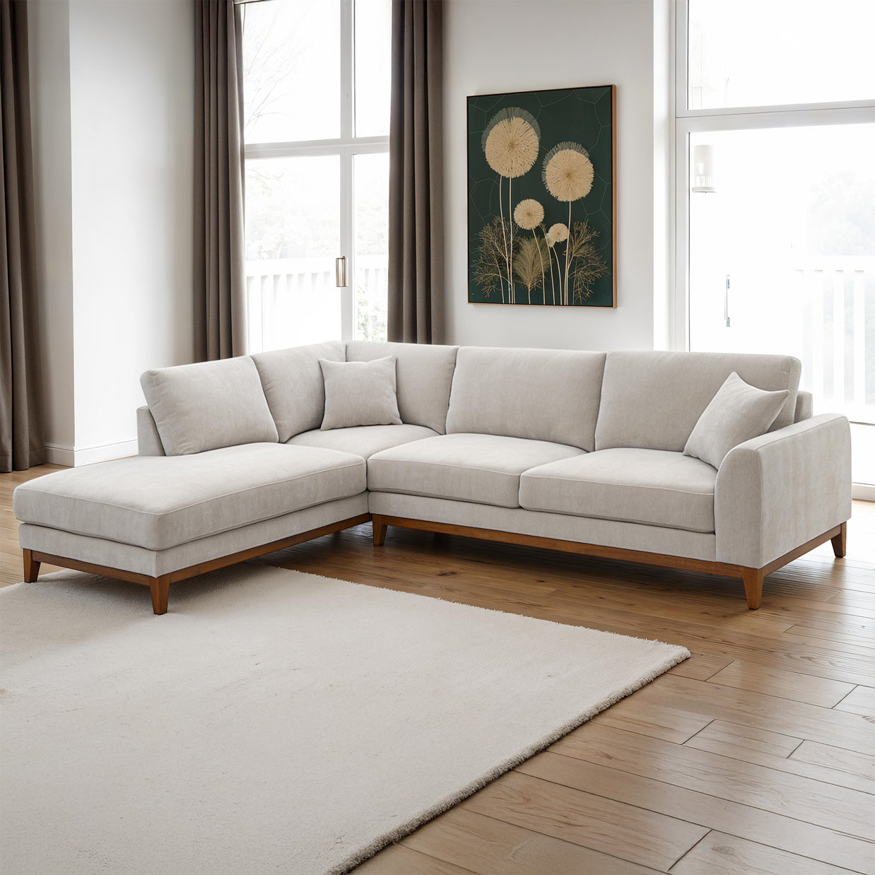 Mid-Century Modern Chenille Sectional