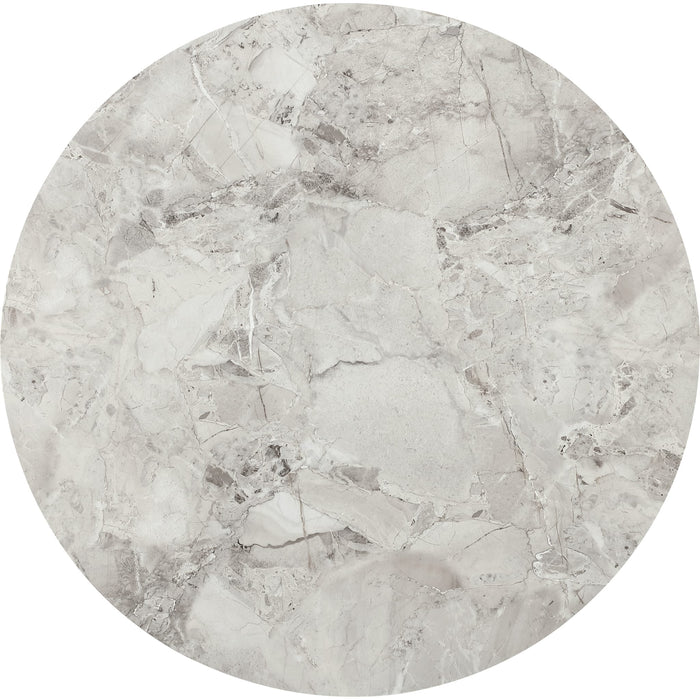 Round Metal & Stone-Top Dining Table