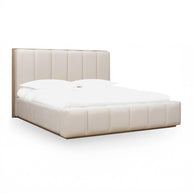 Upholstered Platform Bed Frame – Cream Chenille