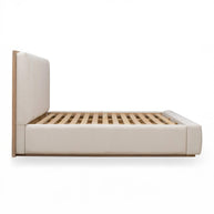 Upholstered Platform Bed Frame – Cream Chenille