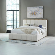 Upholstered Platform Bed Frame – Cream Chenille