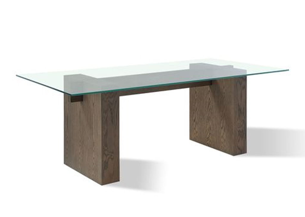 Brunette Oak & Beige Linen Fabric Dining Set