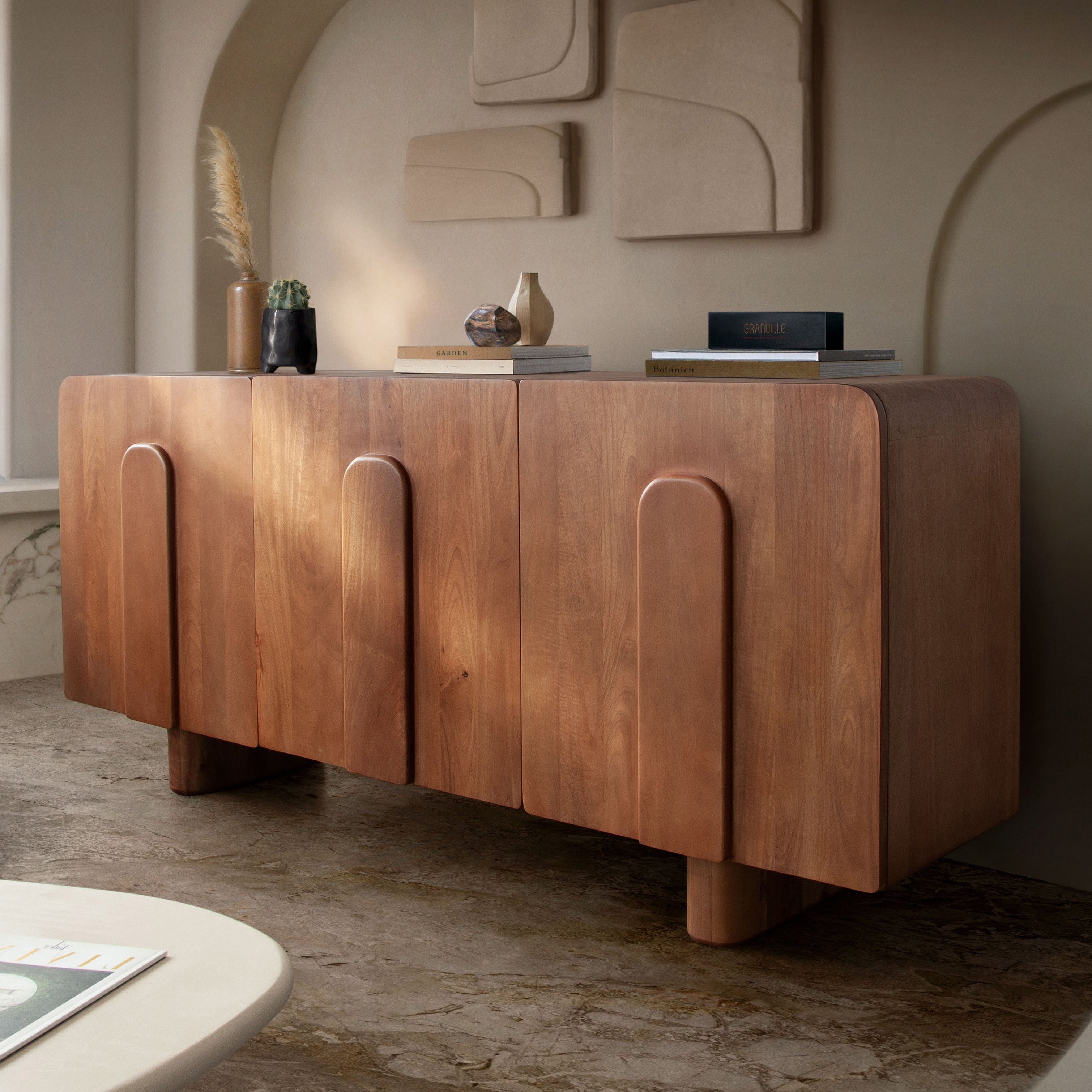 Modern Honey Wood Sideboard
