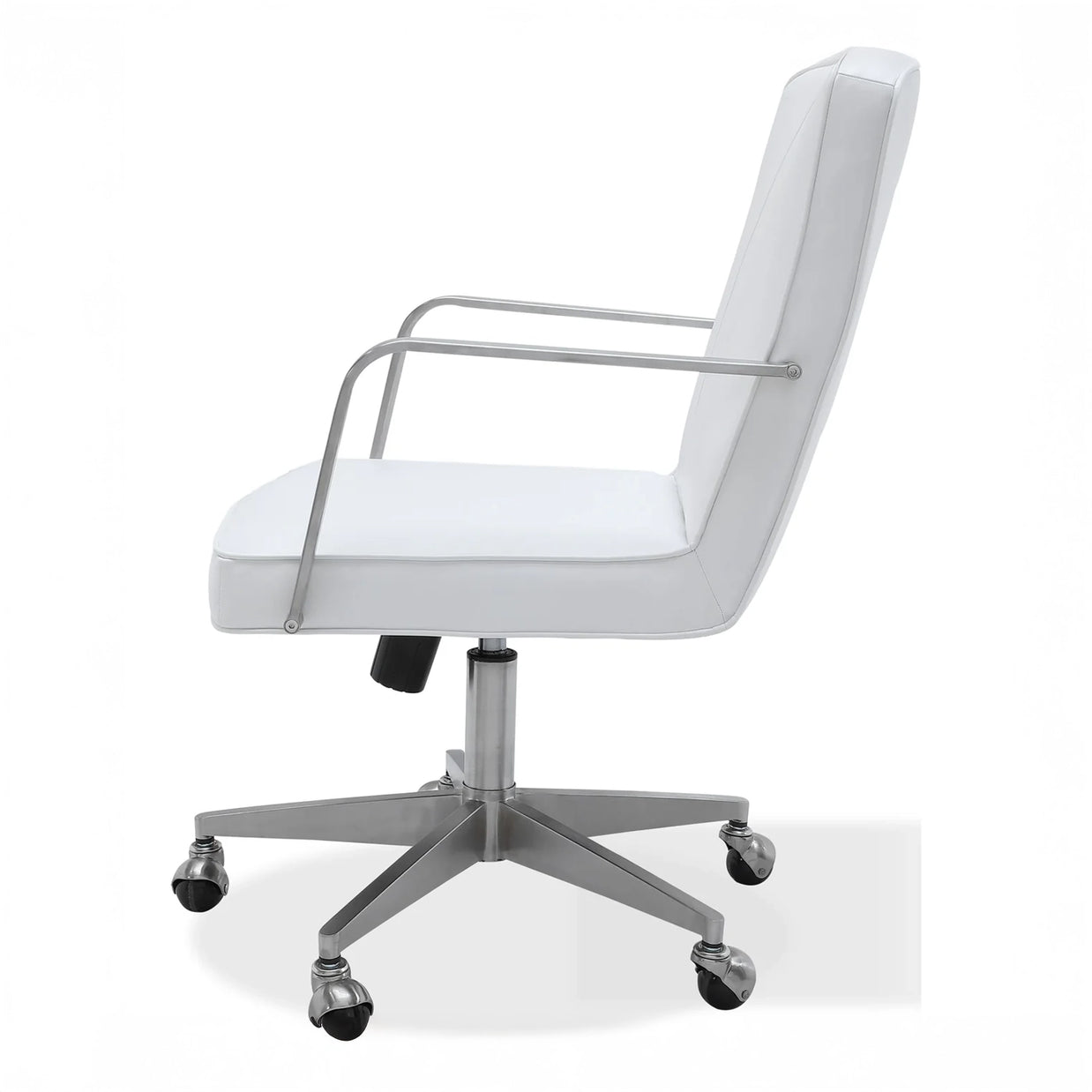 White Leather Stainless Steel Office Chair