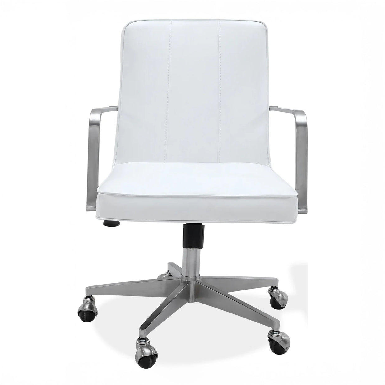 White Leather Stainless Steel Office Chair