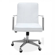 White Leather Stainless Steel Office Chair