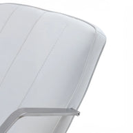 White Leather Stainless Steel Office Chair