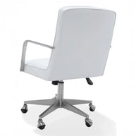 White Leather Stainless Steel Office Chair