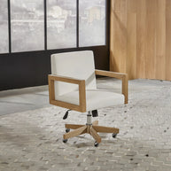 Solid Wood and White Canvas Office Chair