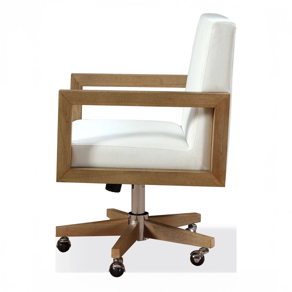 Solid Wood and White Canvas Office Chair