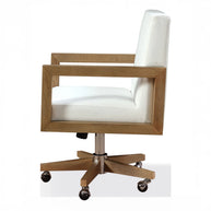 Solid Wood and White Canvas Office Chair