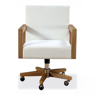 Solid Wood and White Canvas Office Chair