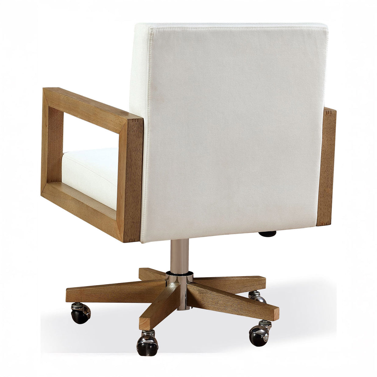 Solid Wood and White Canvas Office Chair