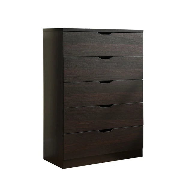 5 Drawer Chest of Drawers in Red Cocoa Finish