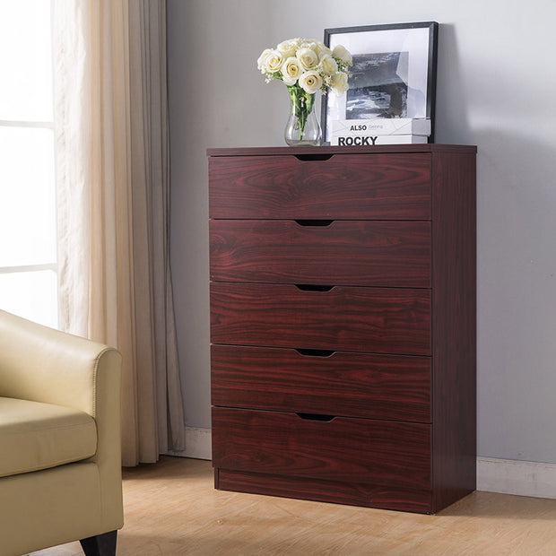 5 Drawer Chest of Drawers in Mahogany Finish