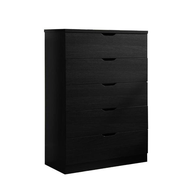 5 Drawer Chest of Drawers in Black Finish