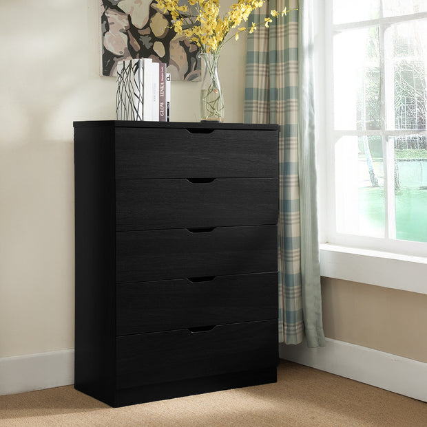 5 Drawer Chest of Drawers in Black Finish