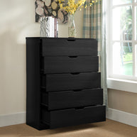 5 Drawer Chest of Drawers in Black Finish