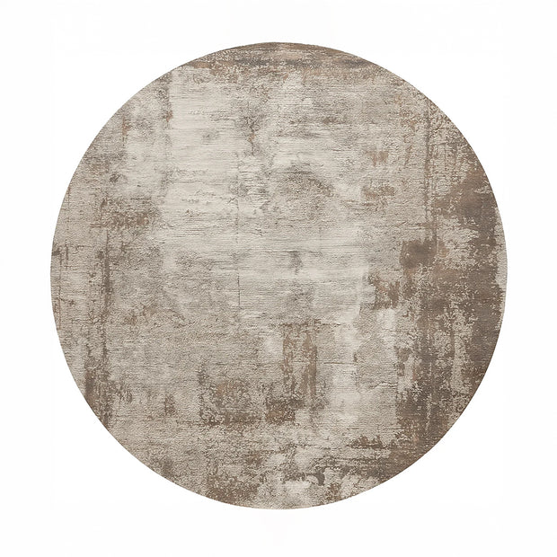 Cream & Taupe Abstract Round Area Rug