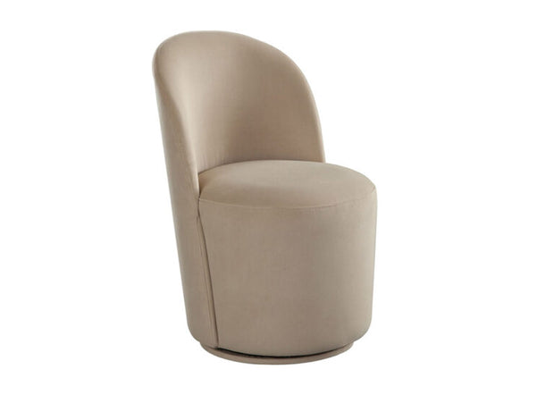 Beige Velvet Swivel Dining Chair