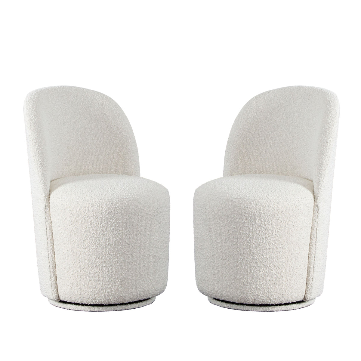 Modern Bouclé Swivel Dining Chairs (Set of 2)