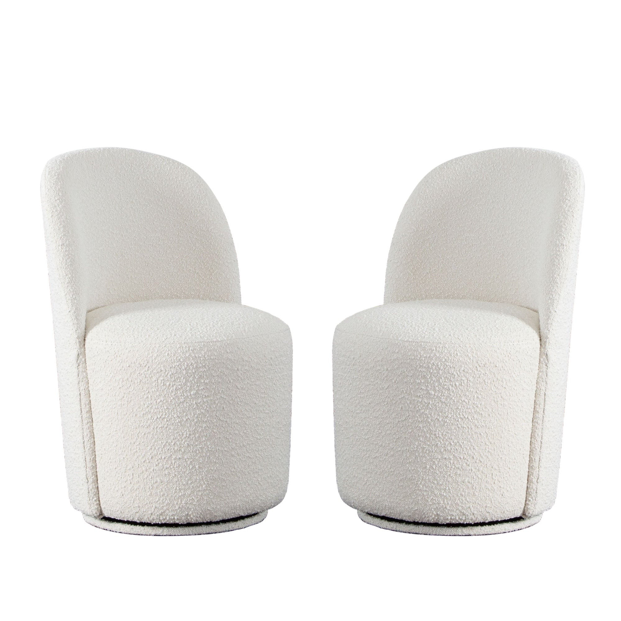 Modern Bouclé Swivel Dining Chairs (Set of 2)