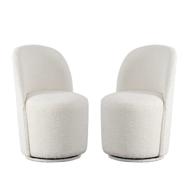 Modern Bouclé Swivel Dining Chairs (Set of 2)