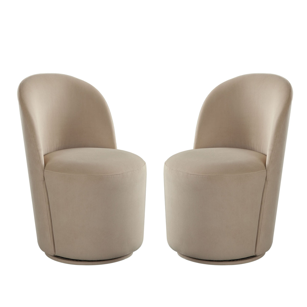 Beige Velvet Swivel Dining Chair