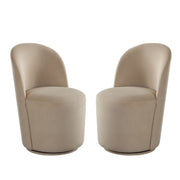 Beige Velvet Swivel Dining Chair