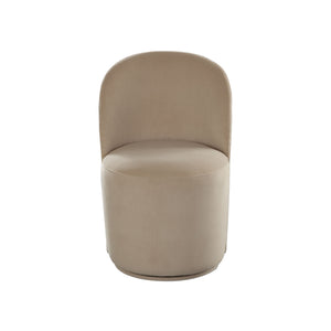 Beige Velvet Swivel Dining Chair