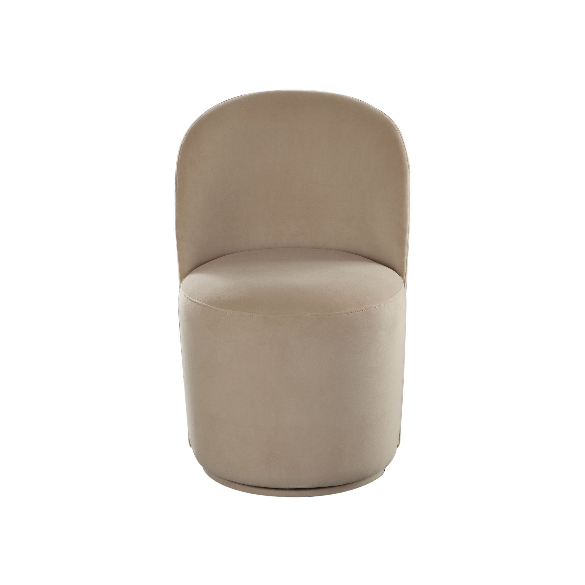 Beige Velvet Swivel Dining Chair