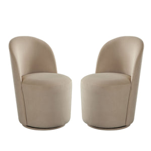 Beige Velvet Swivel Dining Chair