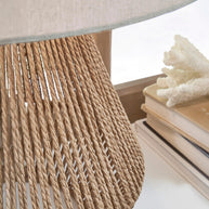 Woven Rope Table Lamp with Linen Drum Shade