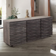 Modern Gray Acacia Wood Sideboard