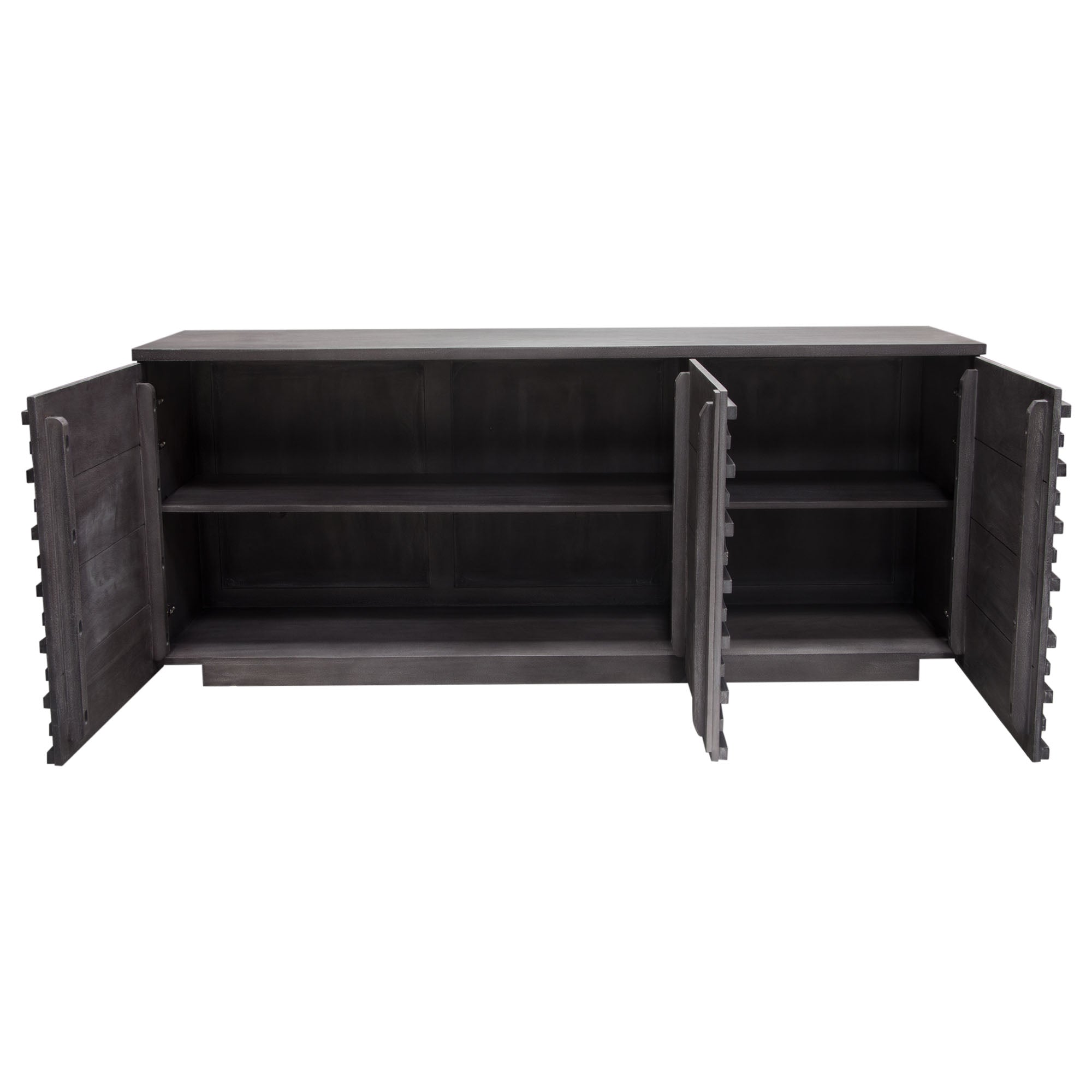 Modern Gray Acacia Wood Sideboard