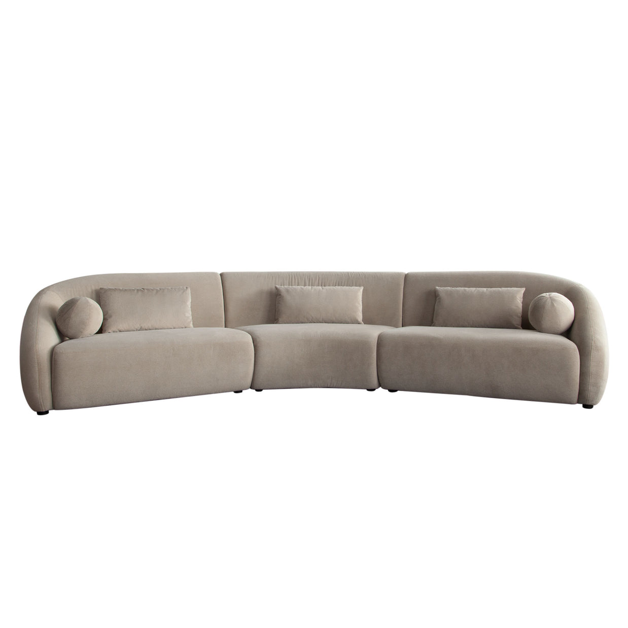 3-Piece Fawn Alpaca Curved Sectional Sofa