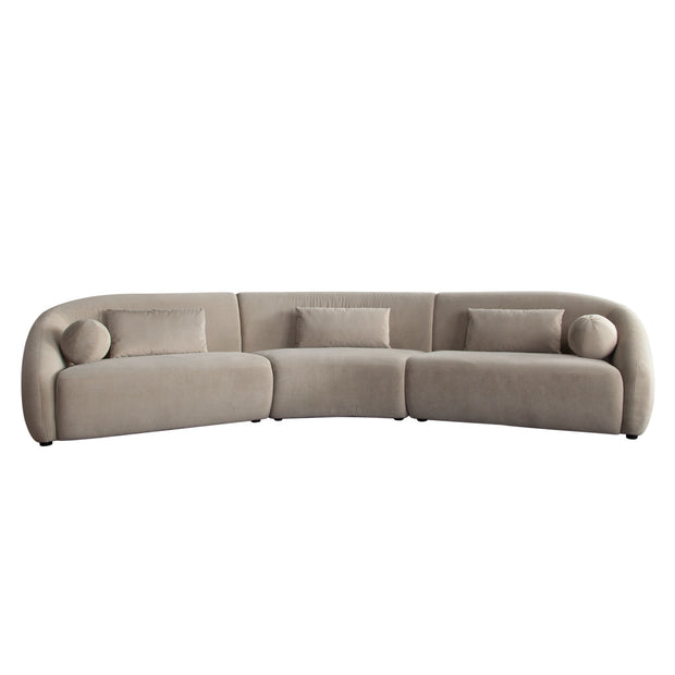 3-Piece Fawn Alpaca Curved Sectional Sofa