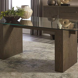 Brunette Oak & Beige Linen Fabric Dining Set