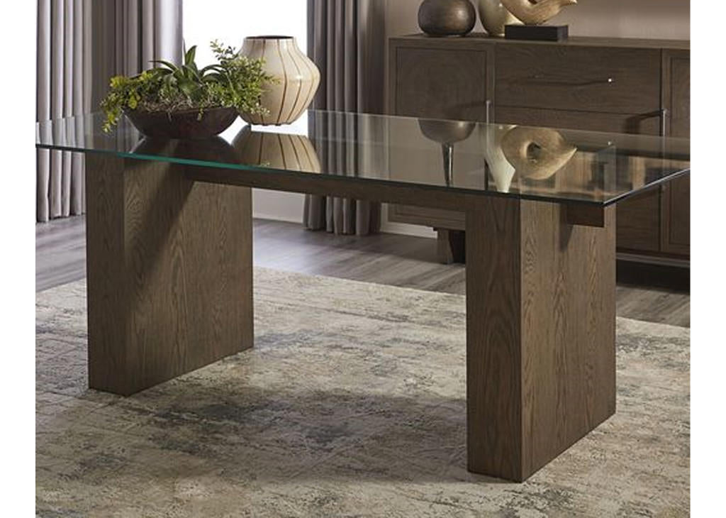 Brunette Oak & Beige Linen Fabric Dining Set