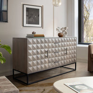 Geometric Modern Ash Wood Sideboard