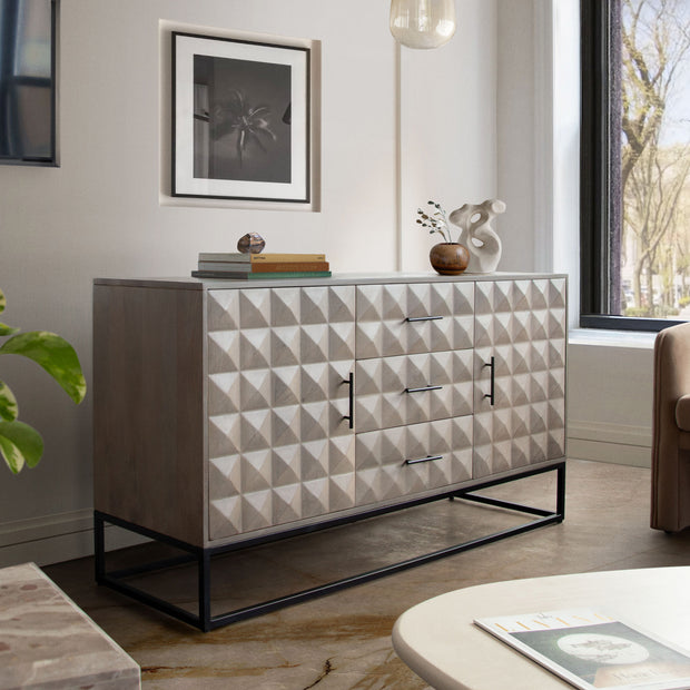 Geometric Modern Ash Wood Sideboard