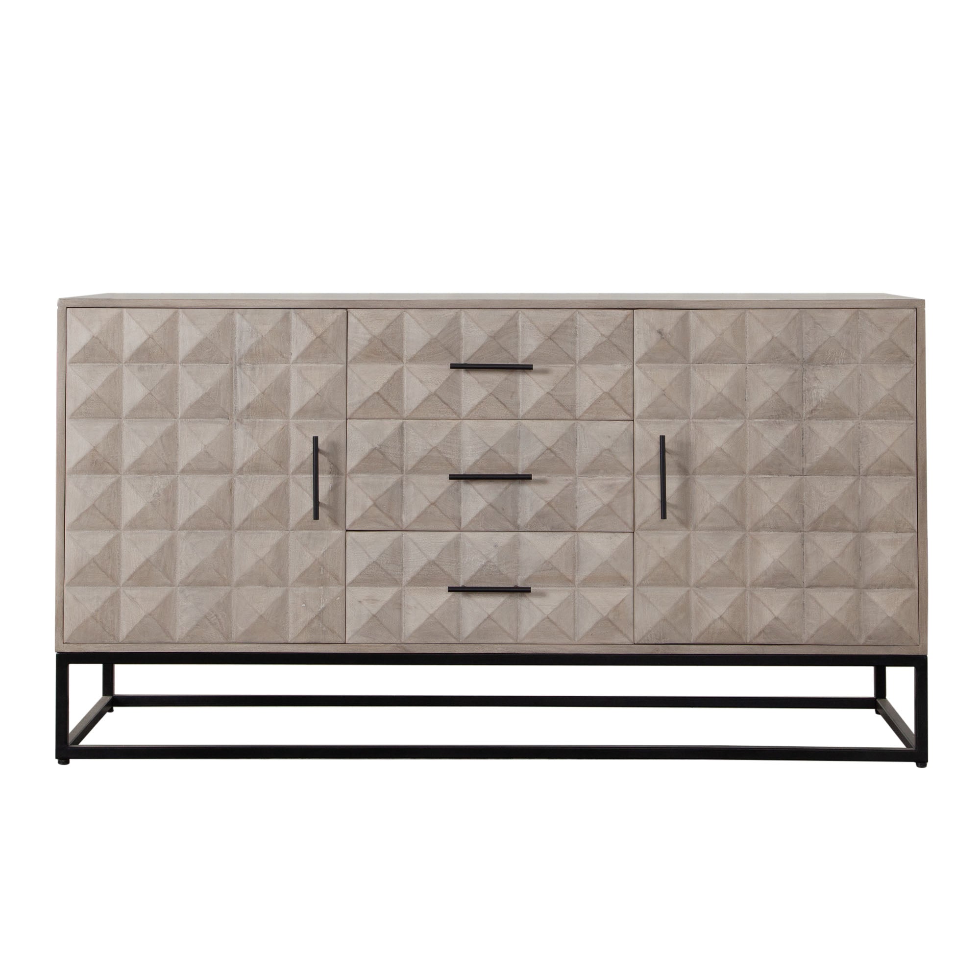 Geometric Modern Ash Wood Sideboard