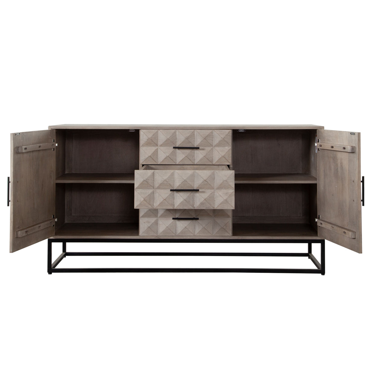 Geometric Modern Ash Wood Sideboard