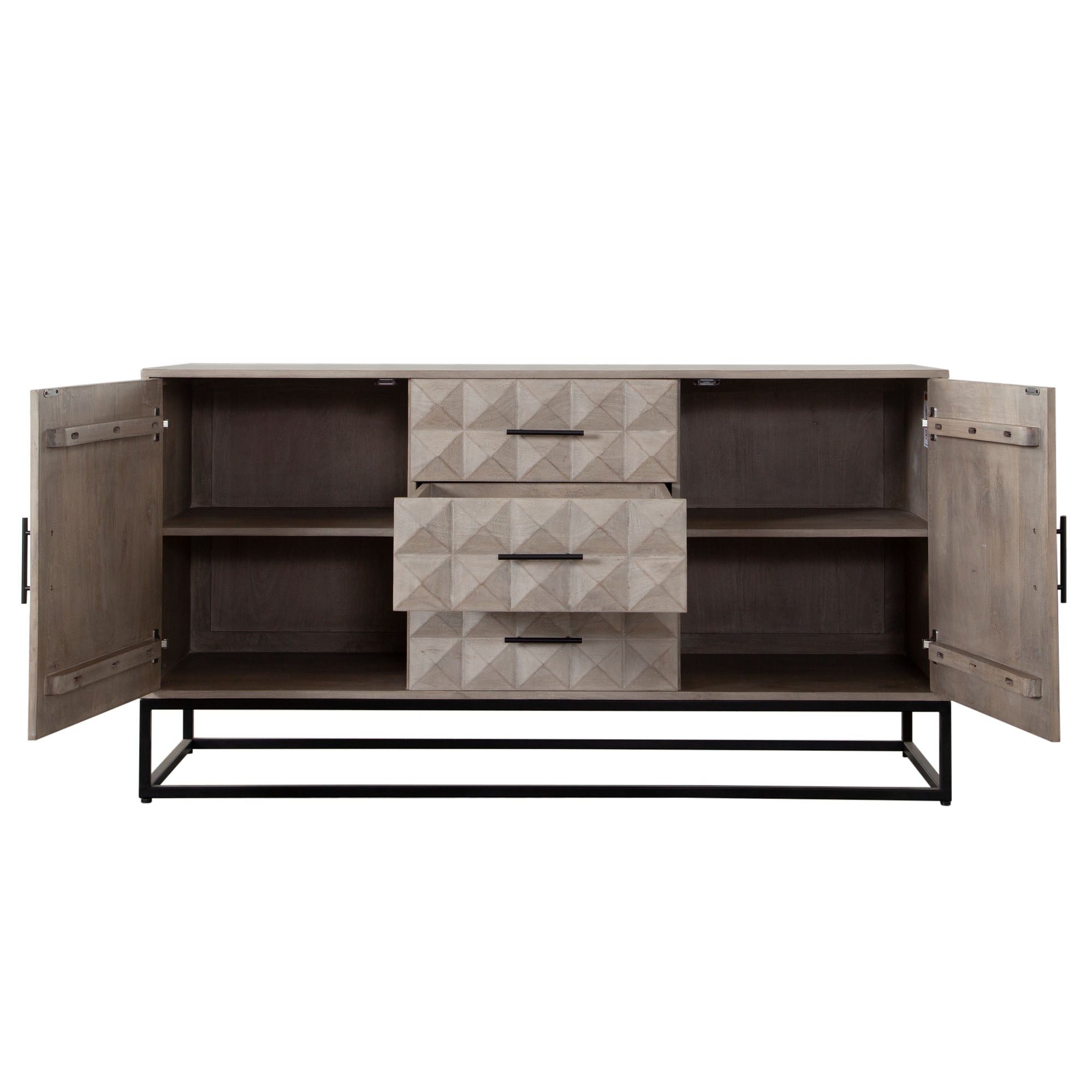 Geometric Modern Ash Wood Sideboard
