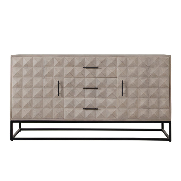 Geometric Modern Ash Wood Sideboard