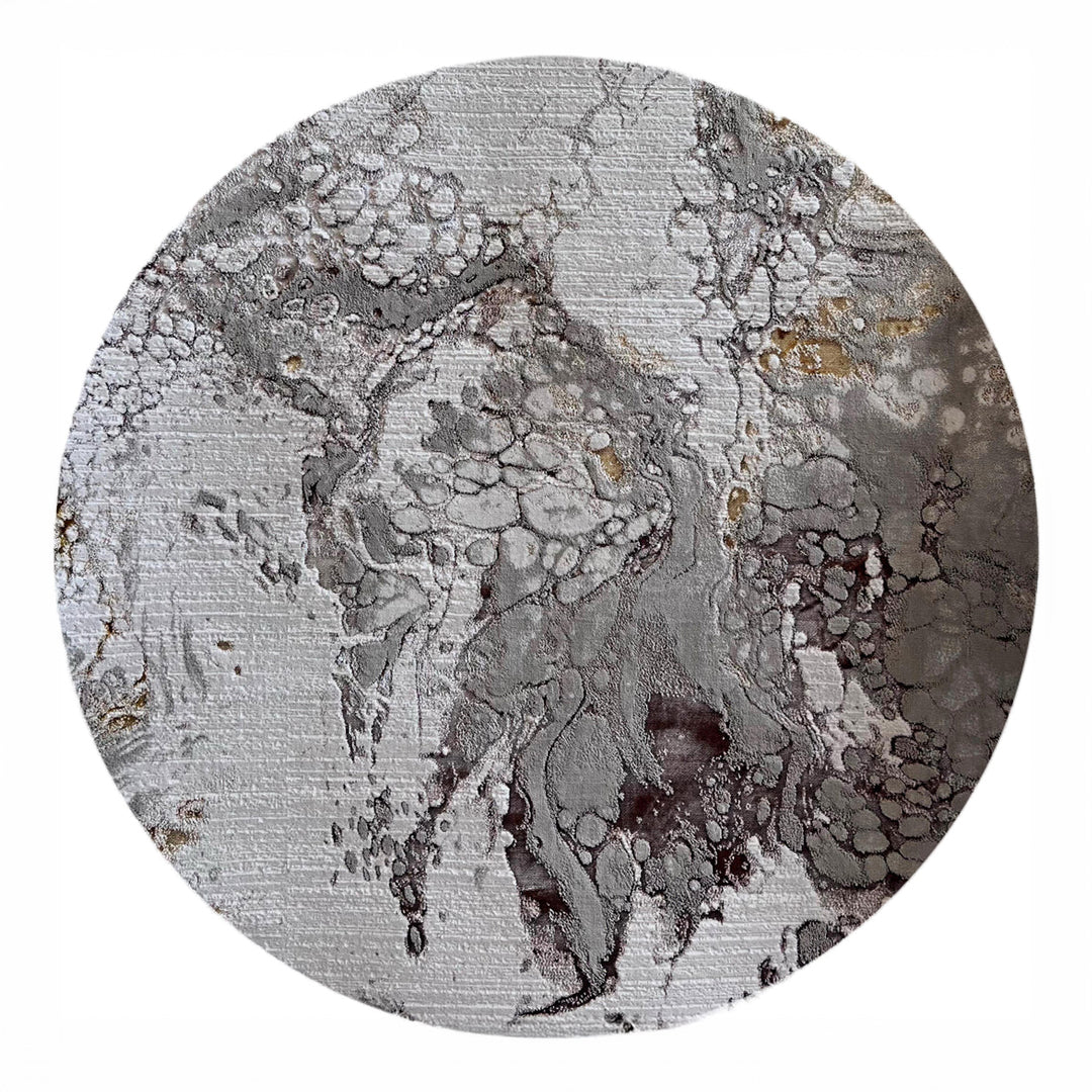 Abstract Distressed Marble Round Area Rug